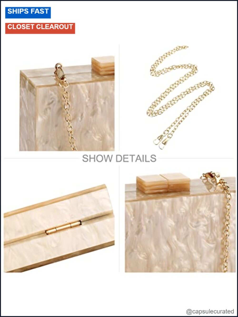 Acrylic Clutch Purses for Women Marbling Evening Crossbody Bag - Picture 3 of 6